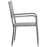 Chaise à dîner de jardin empilable lot de 4 gris résine tressée