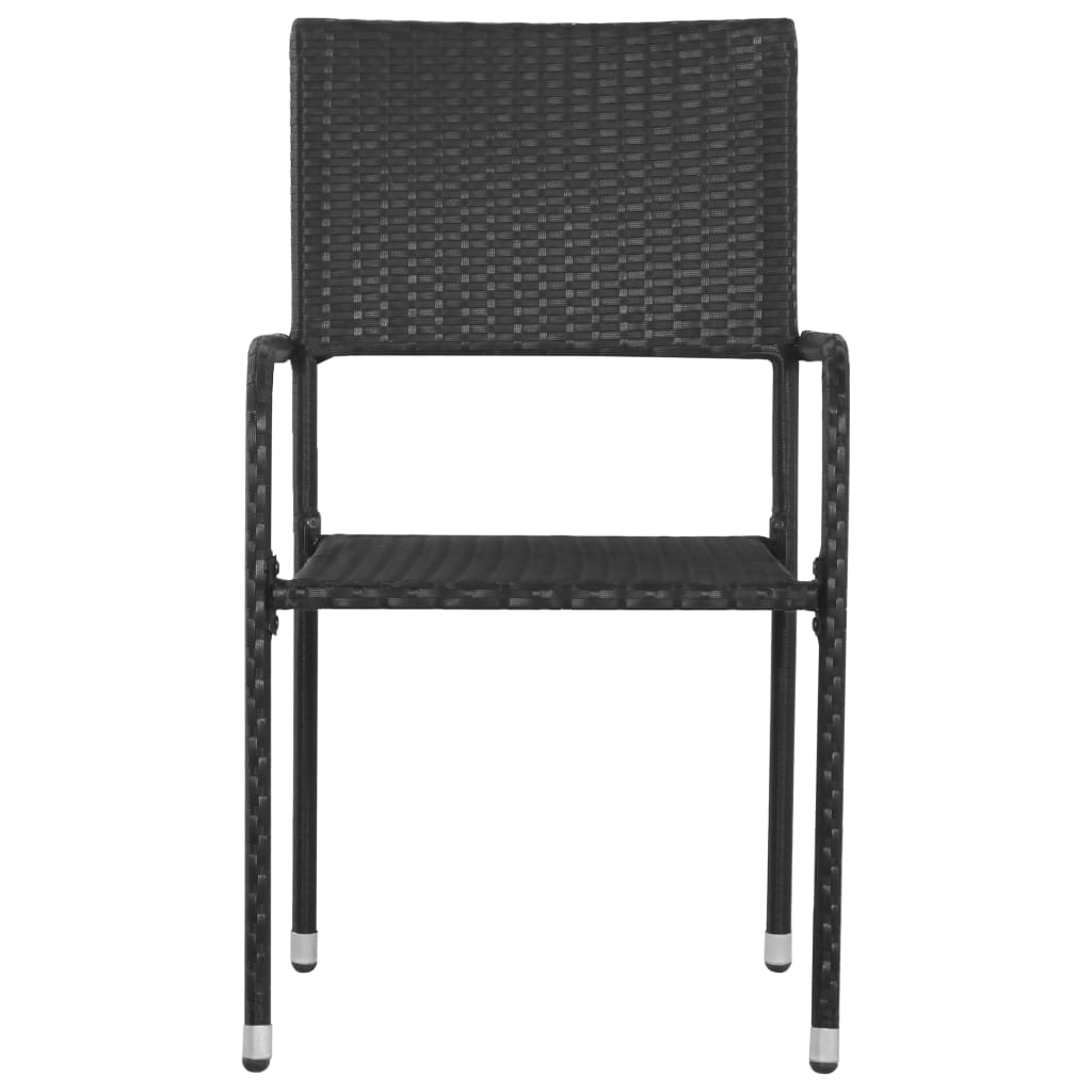 Chaise à dîner de jardin empilable lot de 6 noir résine tressée