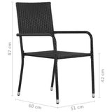 Chaise à dîner de jardin empilable lot de 6 noir résine tressée