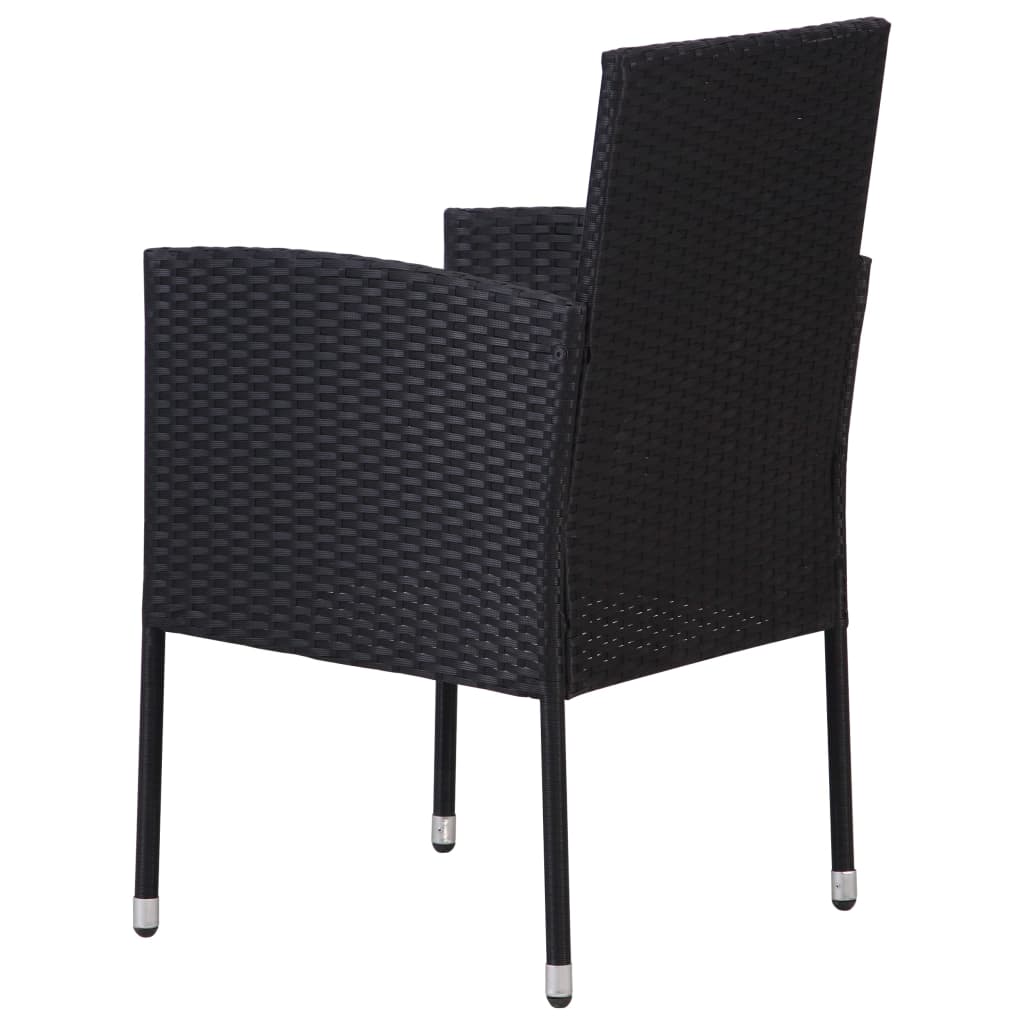 Chaises de jardin coussins blanc crème 2pcs noir résine tressée