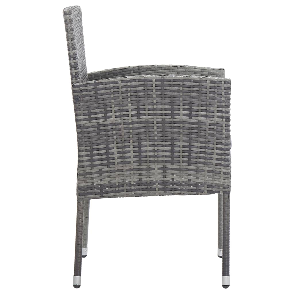 Chaises de jardin coussins gris foncé 2 pcs résine tressée