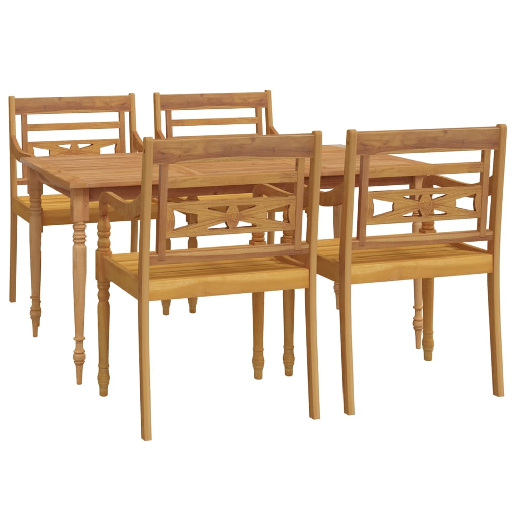 Ensemble à manger de jardin 5 pcs Bois de teck massif