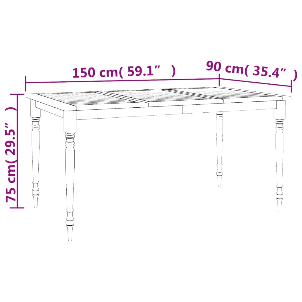 Ensemble à manger de jardin 5 pcs Bois de teck massif