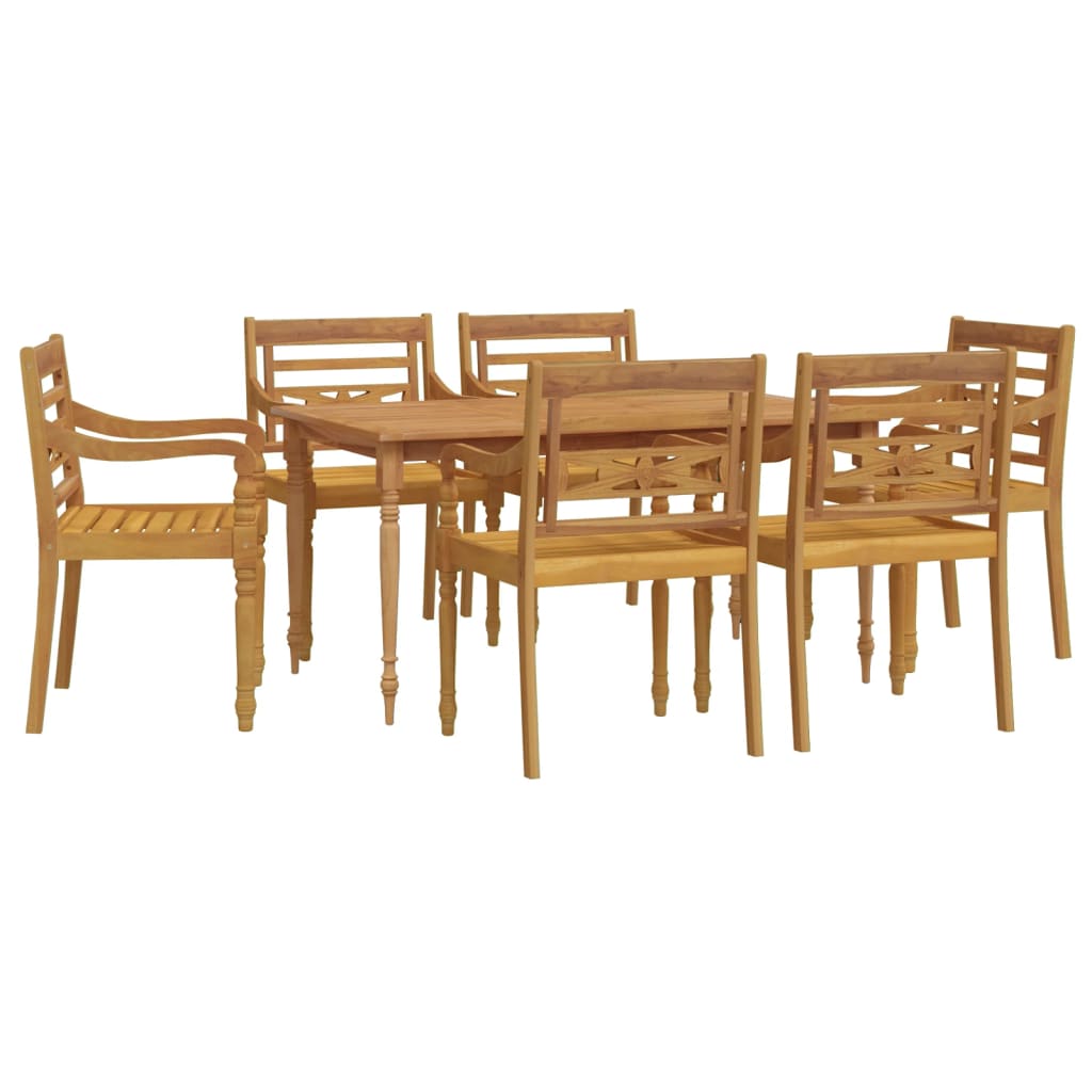 Ensemble à manger de jardin 7 pcs Bois de teck solide