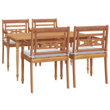 Ensemble à manger de jardin coussins 5 pcs Bois de teck massif