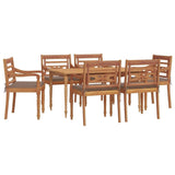 Ensemble à manger de jardin coussins 7pcs Bois de teck solide