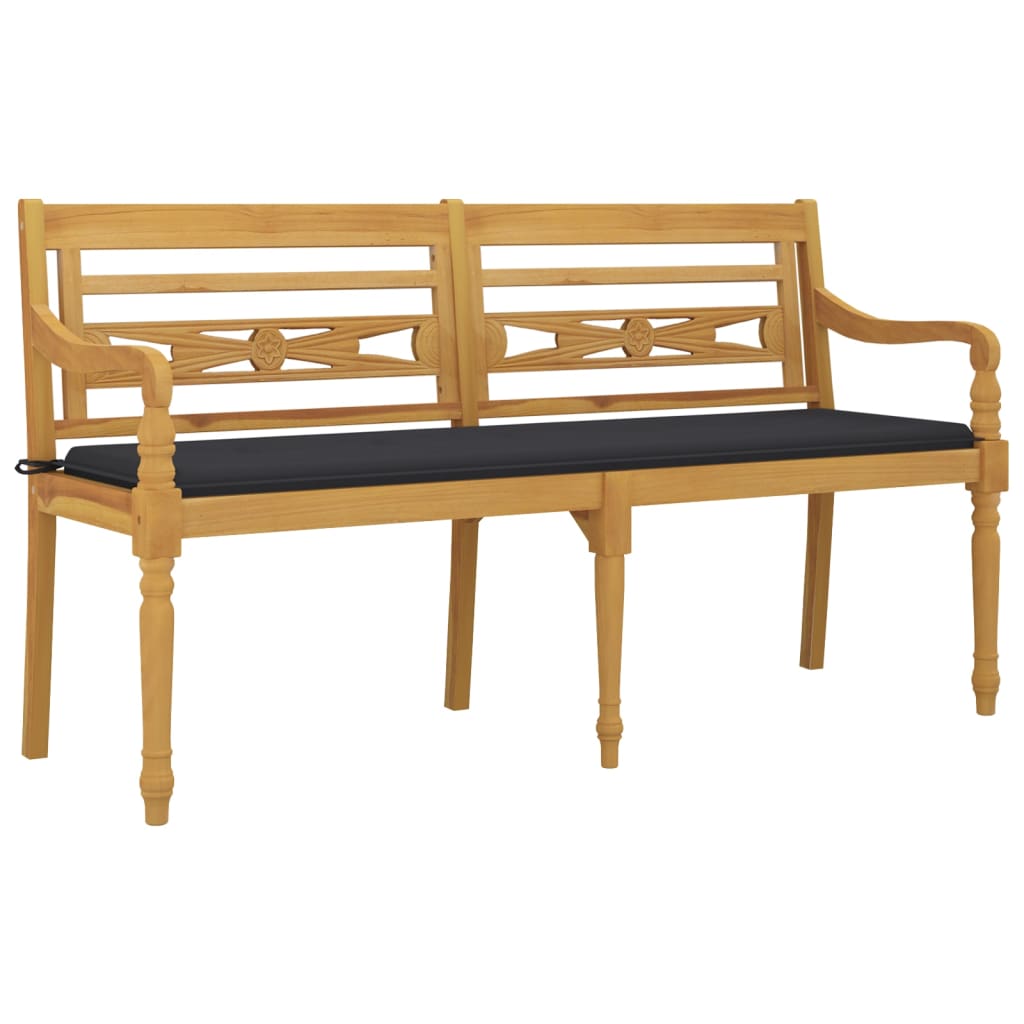 Banc Batavia avec coussin anthracite 150 cm Bois de teck massif