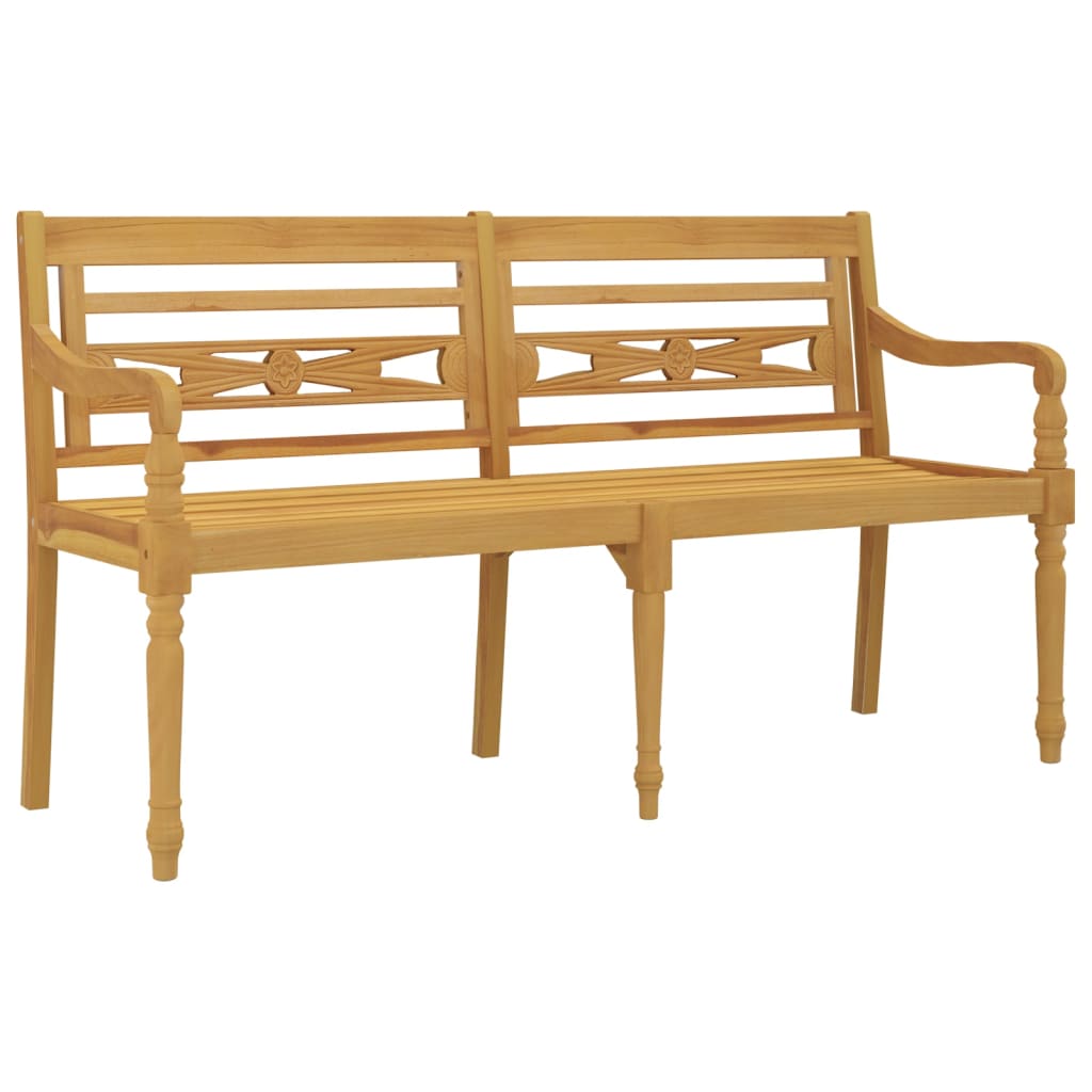 Banc Batavia avec coussin crème 150 cm Bois de teck massif