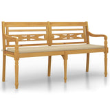 Banc Batavia avec coussin beige 150 cm Bois de teck massif