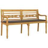 Banc Batavia avec coussin taupe 150 cm Bois de teck massif