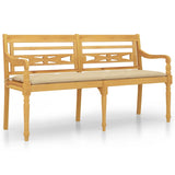 Banc Batavia avec coussin beige 150 cm Bois de teck massif