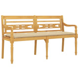 Banc Batavia avec coussin beige 150 cm Bois de teck massif