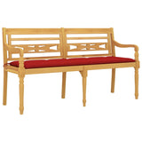 Banc Batavia avec coussin rouge 150 cm Bois de teck massif