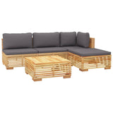 Salon de jardin 5 pcs avec coussins Bois de teck solide