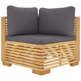 Salon de jardin 5 pcs avec coussins Bois de teck solide