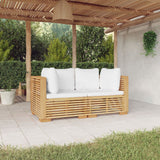 Canapés d'angle de jardin et coussins 2 pcs Bois teck massif