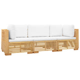 Salon de jardin 3 pcs avec coussins Bois de teck solide