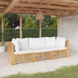 Salon de jardin 3 pcs avec coussins Bois de teck solide