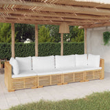 Salon de jardin 4 pcs avec coussins Bois de teck solide