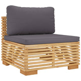 Salon de jardin 4 pcs avec coussins Bois de teck solide