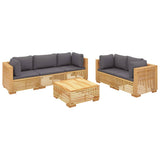 Salon de jardin 6 pcs avec coussins Bois de teck solide