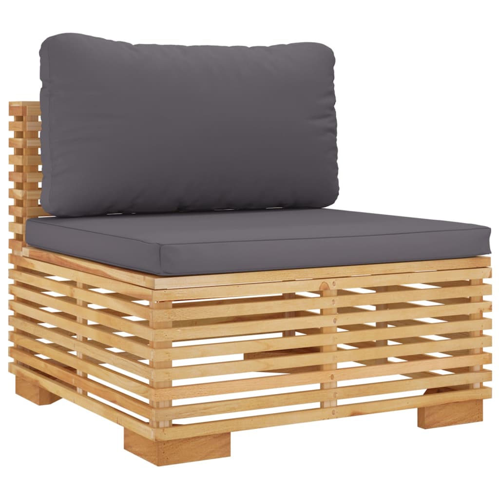 Salon de jardin 6 pcs avec coussins Bois de teck solide