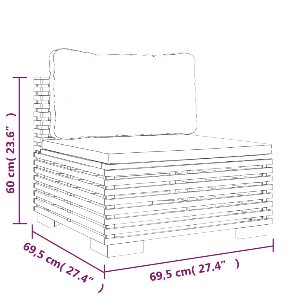 Salon de jardin 8 pcs avec coussins Bois de teck solide