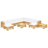 Salon de jardin 12 pcs avec coussins Bois de teck solide