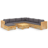 Salon de jardin 9 pcs avec coussins Bois de teck solide