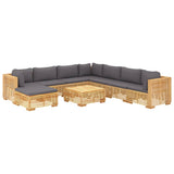 Salon de jardin 9 pcs avec coussins Bois de teck solide