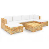 Salon de jardin 7 pcs avec coussins Bois de teck solide