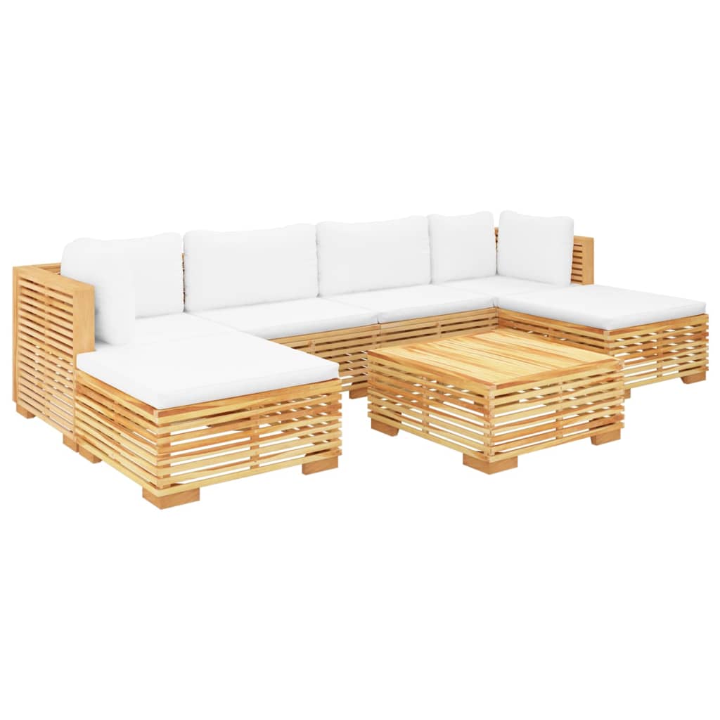 Salon de jardin 7 pcs avec coussins Bois de teck solide