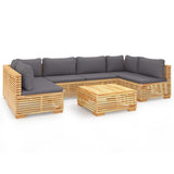 Salon de jardin 7 pcs avec coussins Bois de teck solide