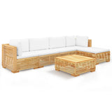 Salon de jardin 6 pcs avec coussins Bois de teck solide