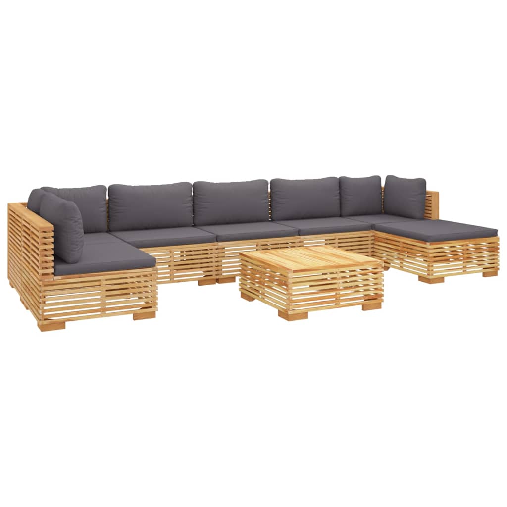 Salon de jardin 8 pcs avec coussins Bois de teck solide