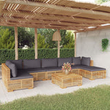 Salon de jardin 8 pcs avec coussins Bois de teck solide