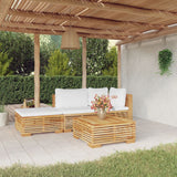 Salon de jardin 4 pcs avec coussins Bois de teck solide