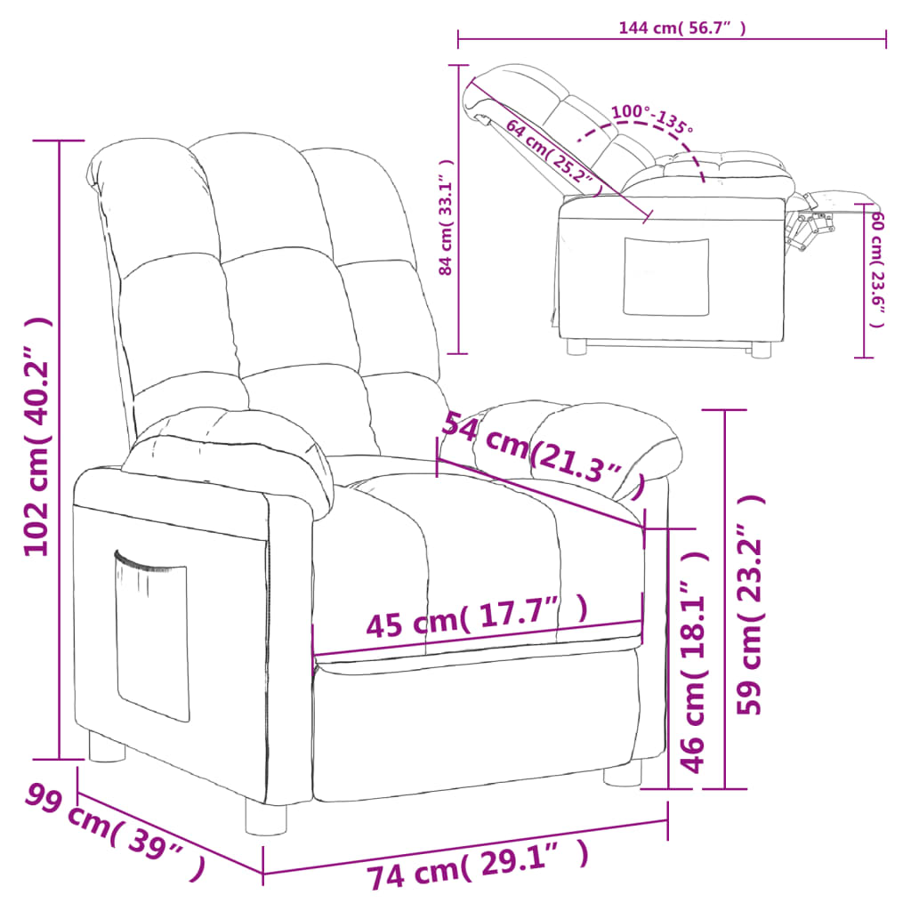 Fauteuil inclinable Gris foncé Tissu