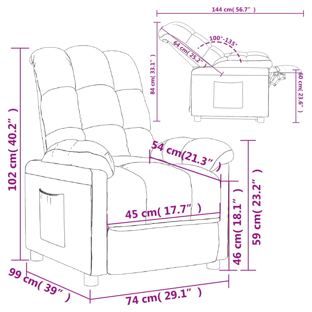 Fauteuil inclinable Rouge bordeaux Tissu