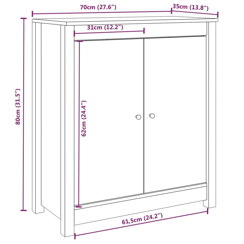 Buffet 70x35x80 cm Bois massif de pin