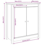 Buffet blanc 70x35x80 cm bois massif de pin