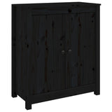 Buffet noir 70x35x80 cm bois massif de pin