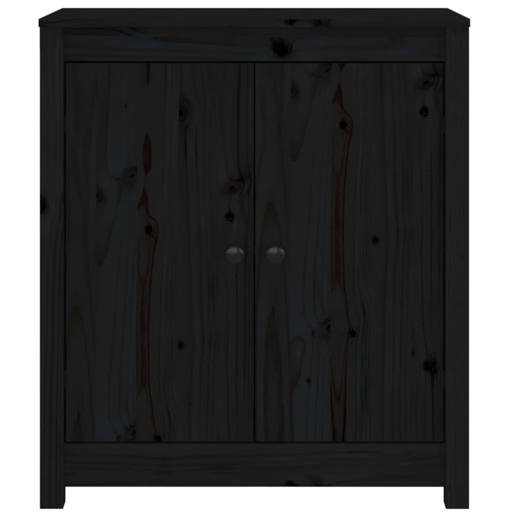 Buffet noir 70x35x80 cm bois massif de pin