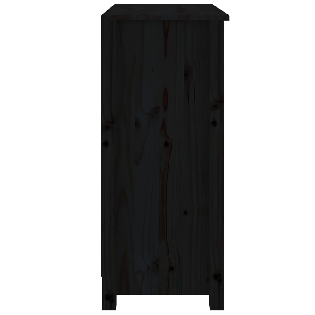 Buffet noir 70x35x80 cm bois massif de pin