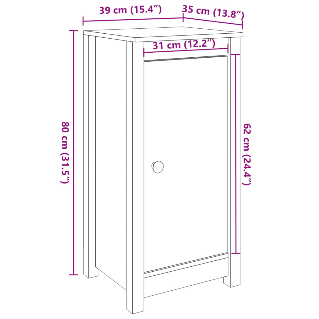 Buffets 2 pcs gris 39x35x80 cm bois massif de pin