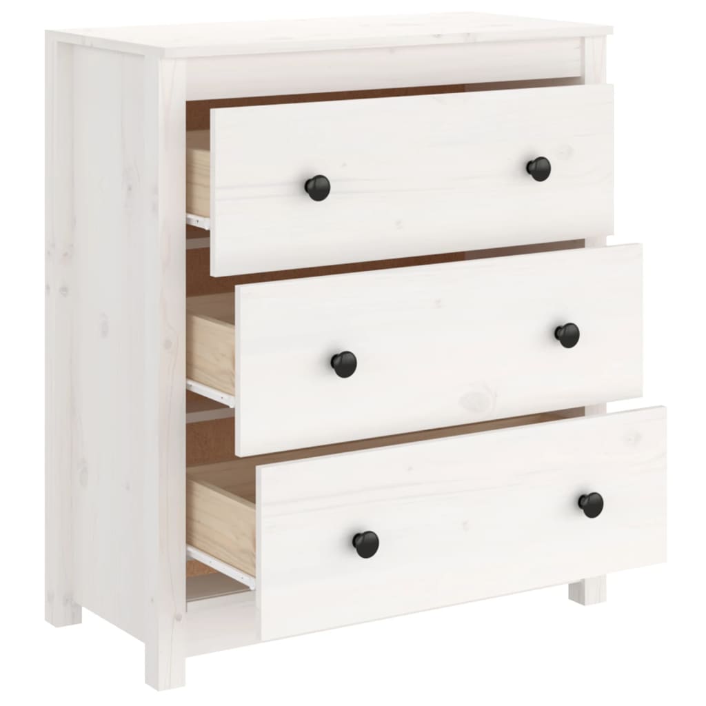 Buffet blanc 70x35x80 cm bois massif de pin