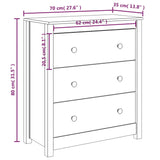 Buffet blanc 70x35x80 cm bois massif de pin