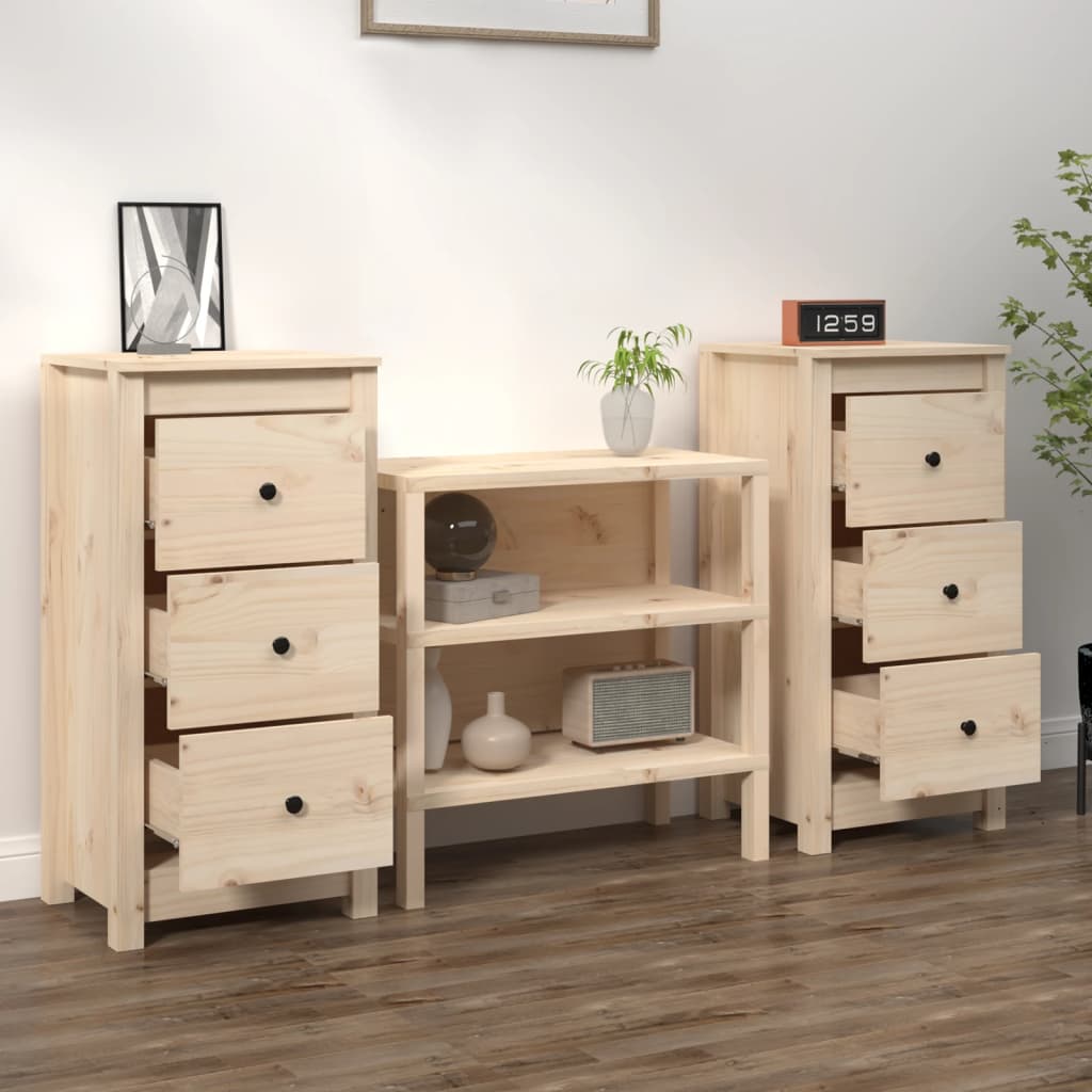 Buffets 2 pcs 40x35x80 cm bois massif de pin