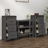 Buffets 2 pcs Gris 40x35x80 cm Bois massif de pin