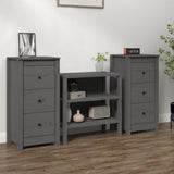 Buffets 2 pcs Gris 40x35x80 cm Bois massif de pin